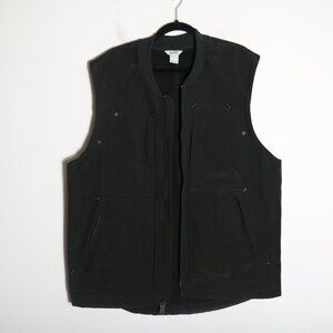 Duluth Trading Co Men Canvas Fleece Lined Vest Large Black Pocket Utility Zip Up